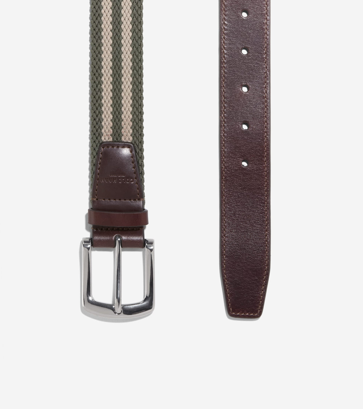 Men's 35MM Striped Canvas Stretch Belt in Brown | Cole Haan