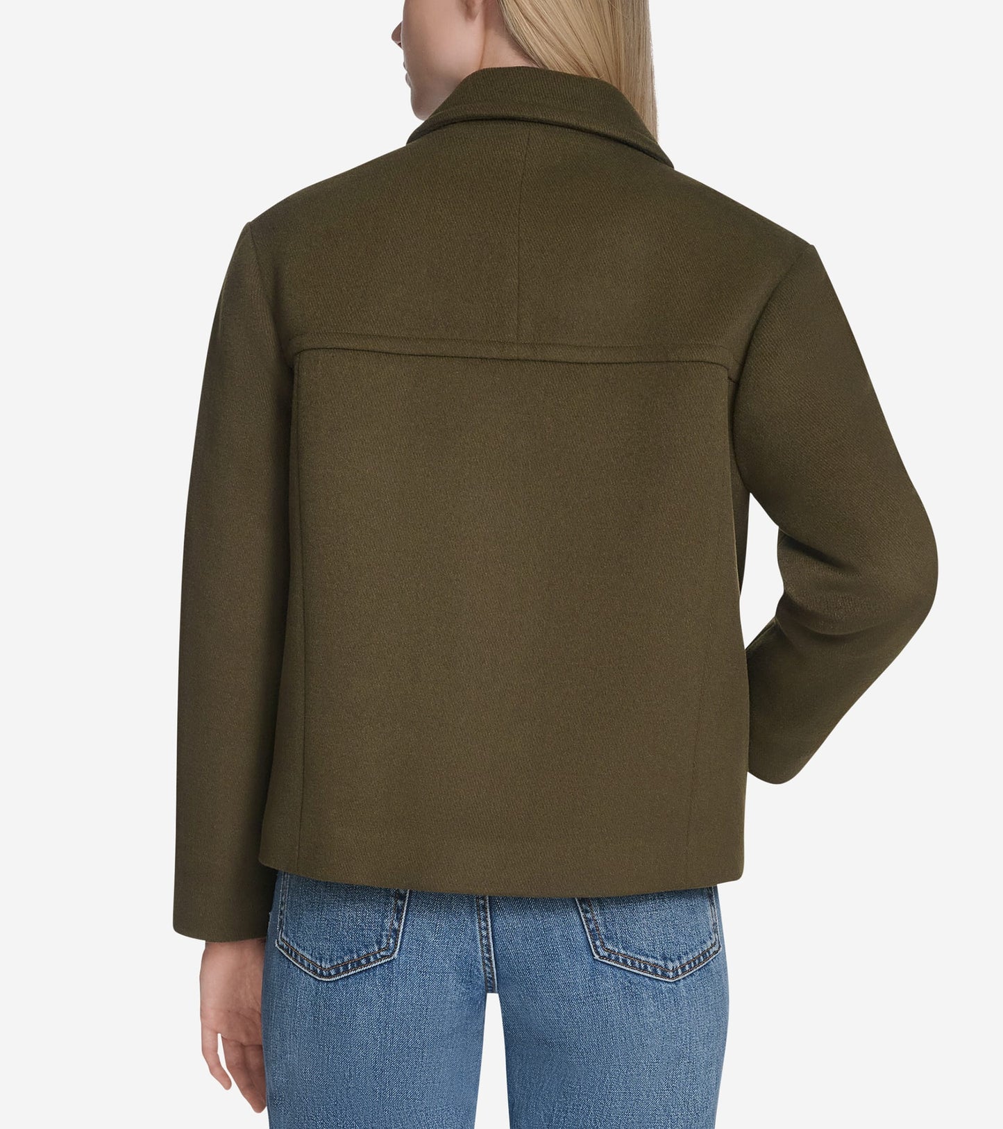 Women's Short Boxy Twill Wool Jacket in Green | Cole Haan