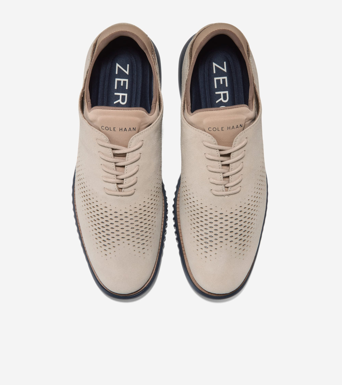 Men's 2.ZERØGRAND Laser Wingtip Oxfords in Beige | Cole Haan