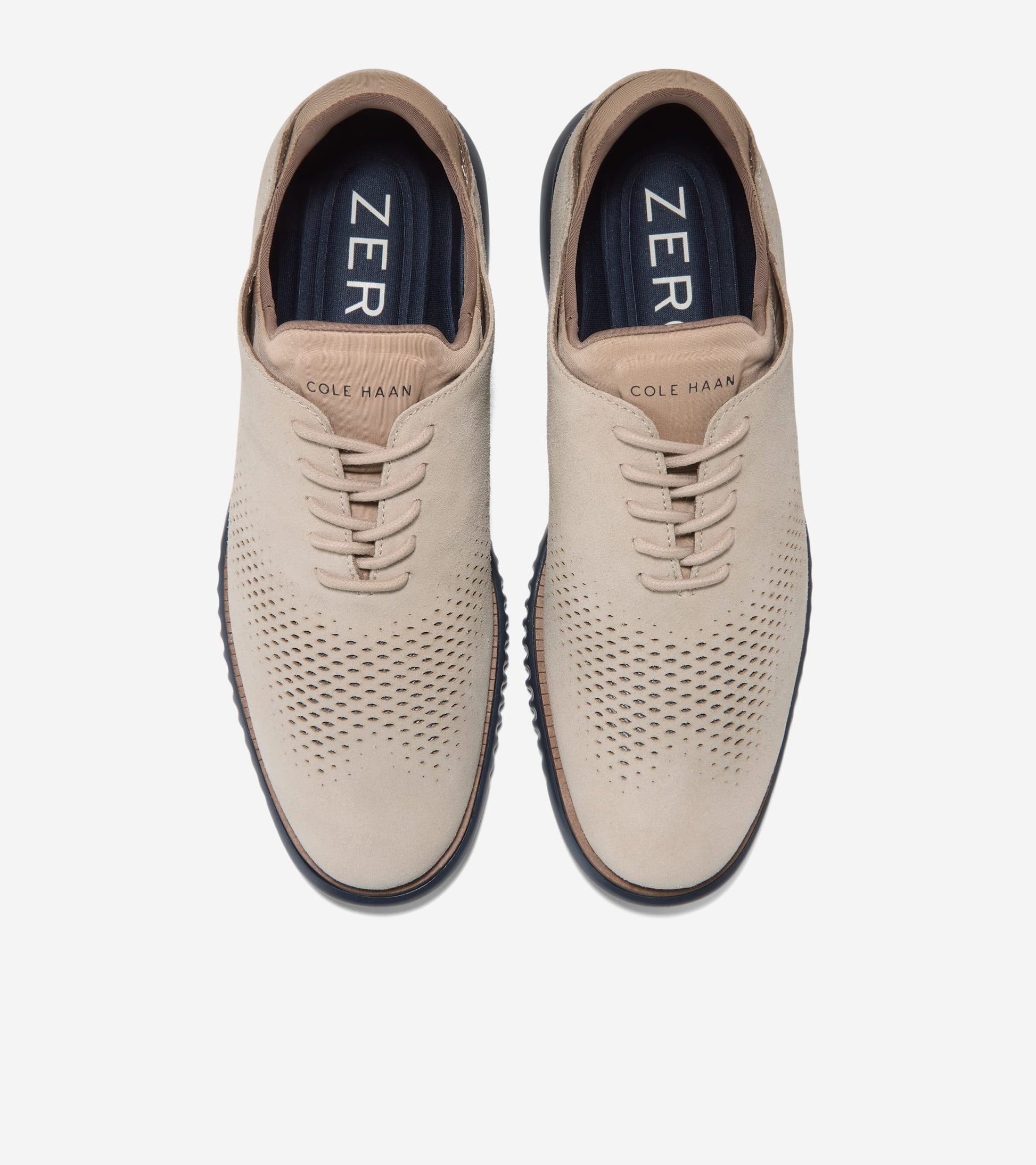 Men's 2.ZERØGRAND Laser Wingtip Oxfords in Beige | Cole Haan