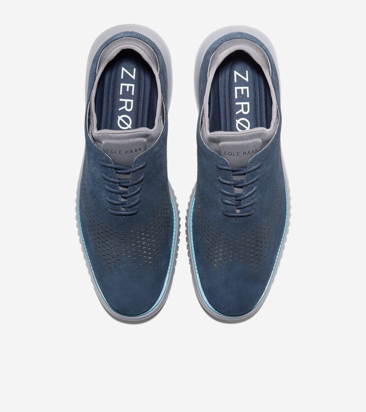 Men's 2.ZERØGRAND Laser Wingtip Oxfords in Blue | Cole Haan