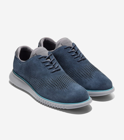 Men's 2.ZERØGRAND Laser Wingtip Oxfords in Blue | Cole Haan