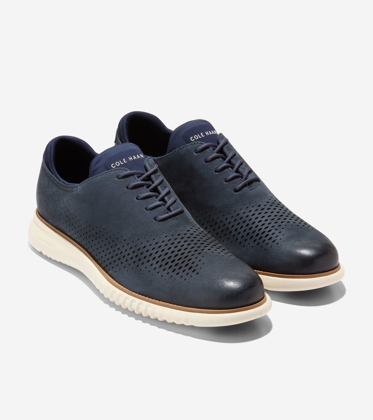 Men's 2.ZERØGRAND Laser Wingtip Oxfords in Blue | Cole Haan