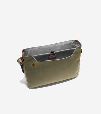 Men's Judson Brushed Twill Messenger Bag in Green | Cole Haan