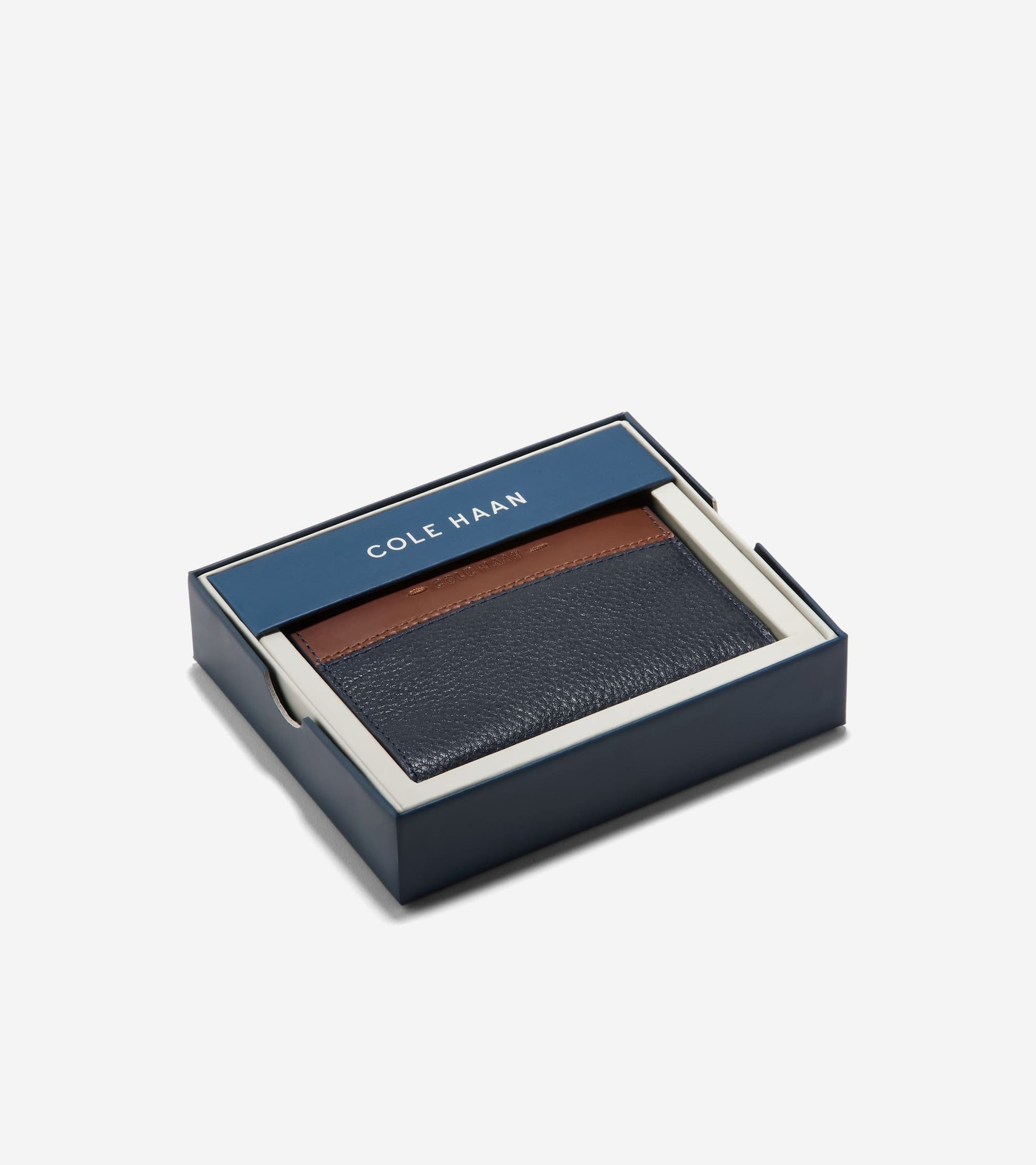 Men's Two Tone Z-Fold Wallet in Brown, blue | Cole Haan