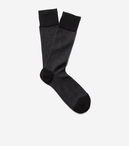 Men's Pique Textured Crew Socks in Black | Cole Haan