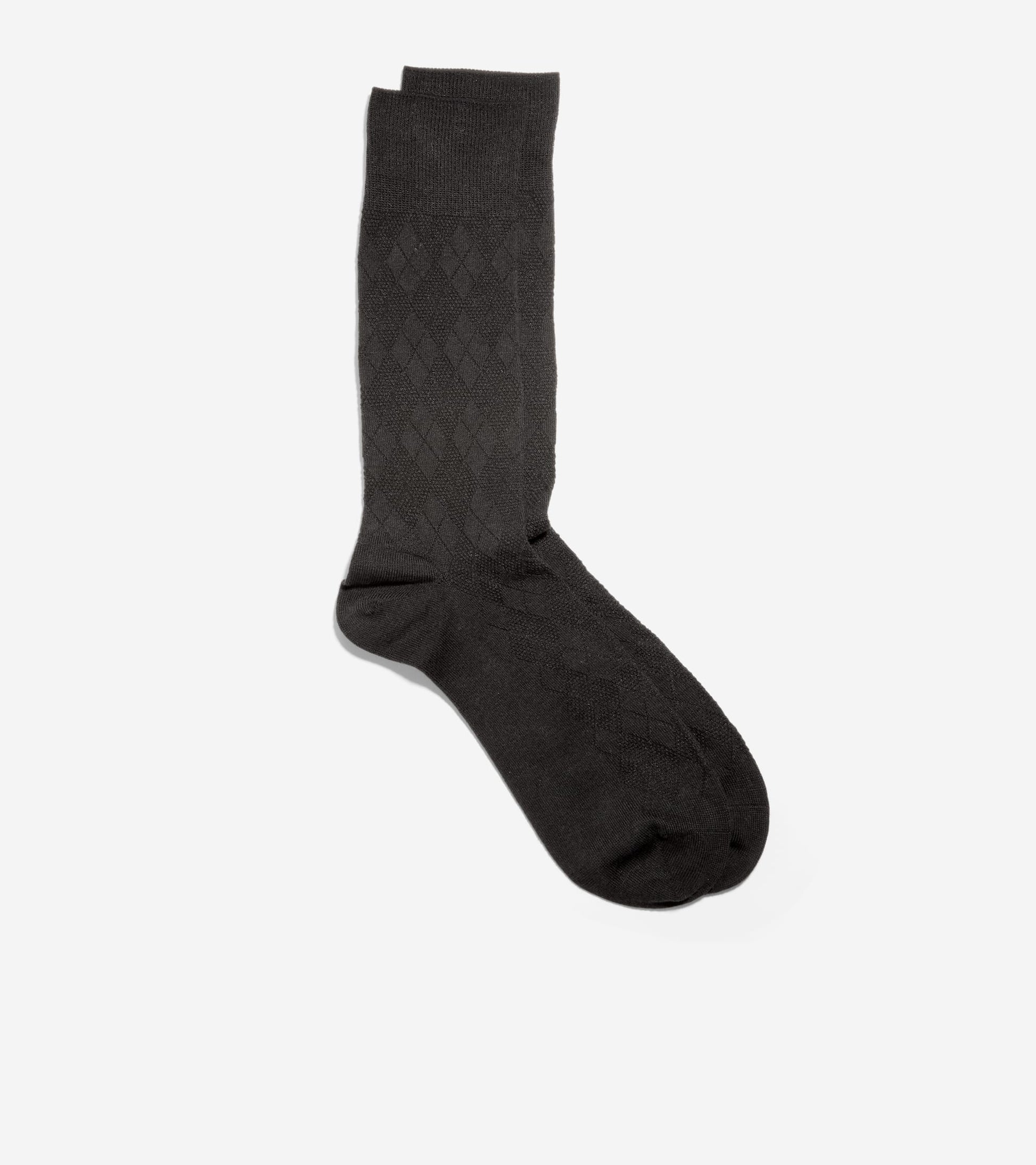Men's Tonal Argyle Crew Socks in Black | Cole Haan