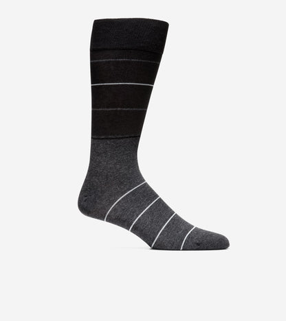 Men's Color Block Stripe Dress Crew Socks in Black | Cole Haan
