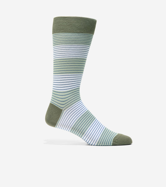Men's Multi Stripe Dress Crew Socks in Green | Cole Haan