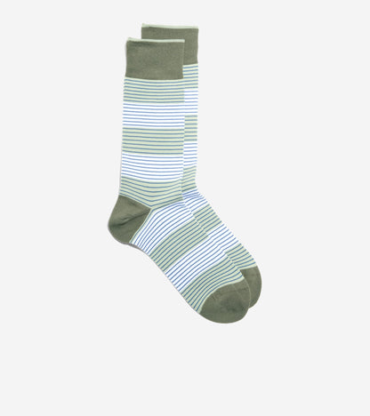Men's Multi Stripe Dress Crew Socks in Green | Cole Haan