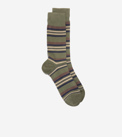 Men's Striped Dress Crew Socks in Green | Cole Haan