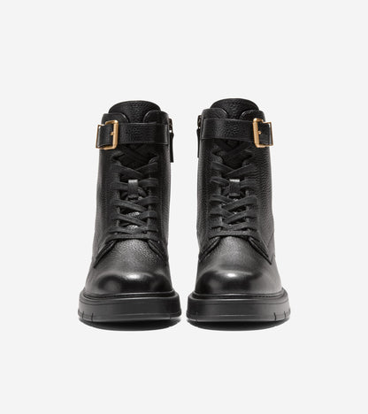 Women's Grand Flex Fenella Buckle Lace-Up Waterproof Booties in Black | Cole Haan