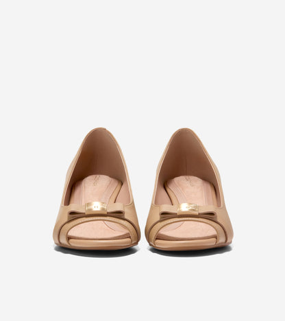 Women's Go-To Malta Peep Toe Bow Wedges in Beige | Cole Haan