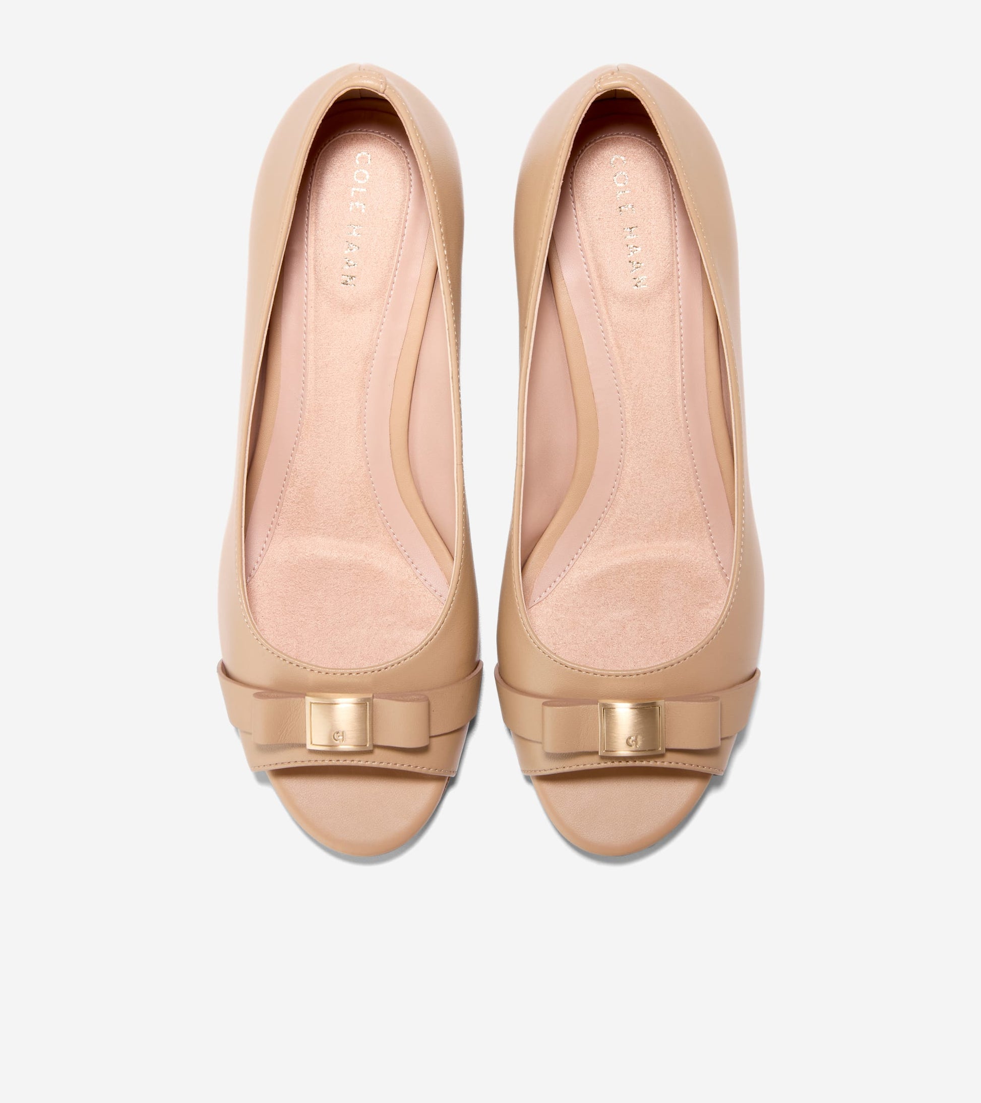 Women's Go-To Malta Peep Toe Bow Wedges in Beige | Cole Haan