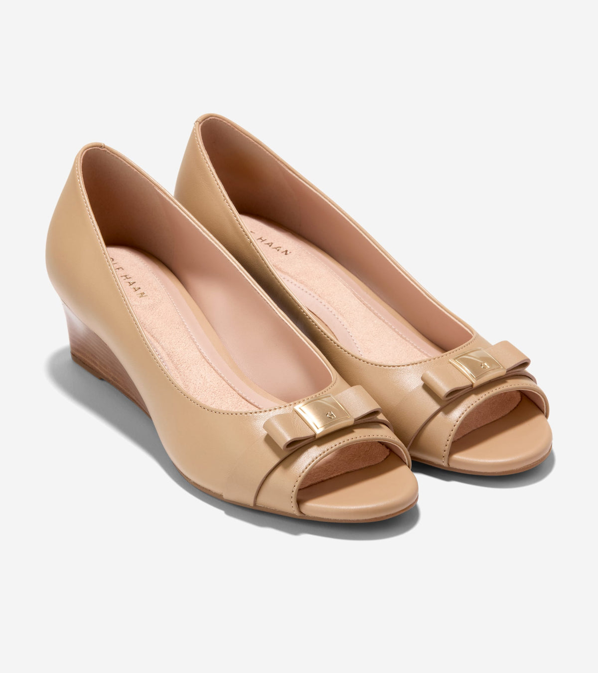 Women's Go-To Malta Peep Toe Bow Wedges in Beige | Cole Haan