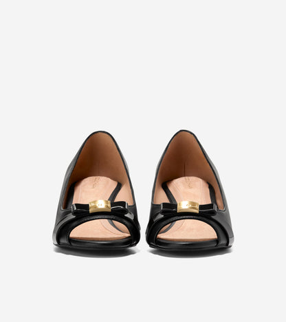 Women's Go-To Malta Peep Toe Bow Wedges in Black | Cole Haan