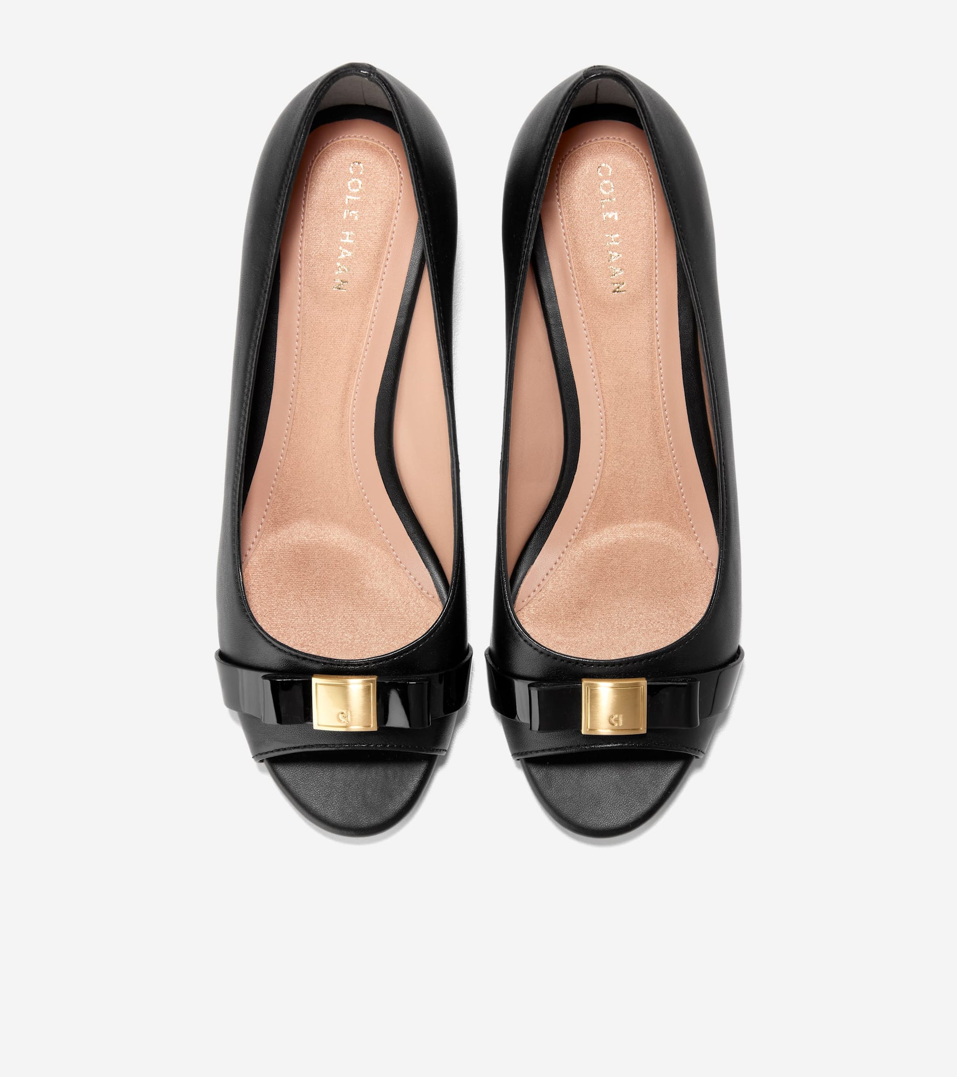 Women's Go-To Malta Peep Toe Bow Wedges in Black | Cole Haan