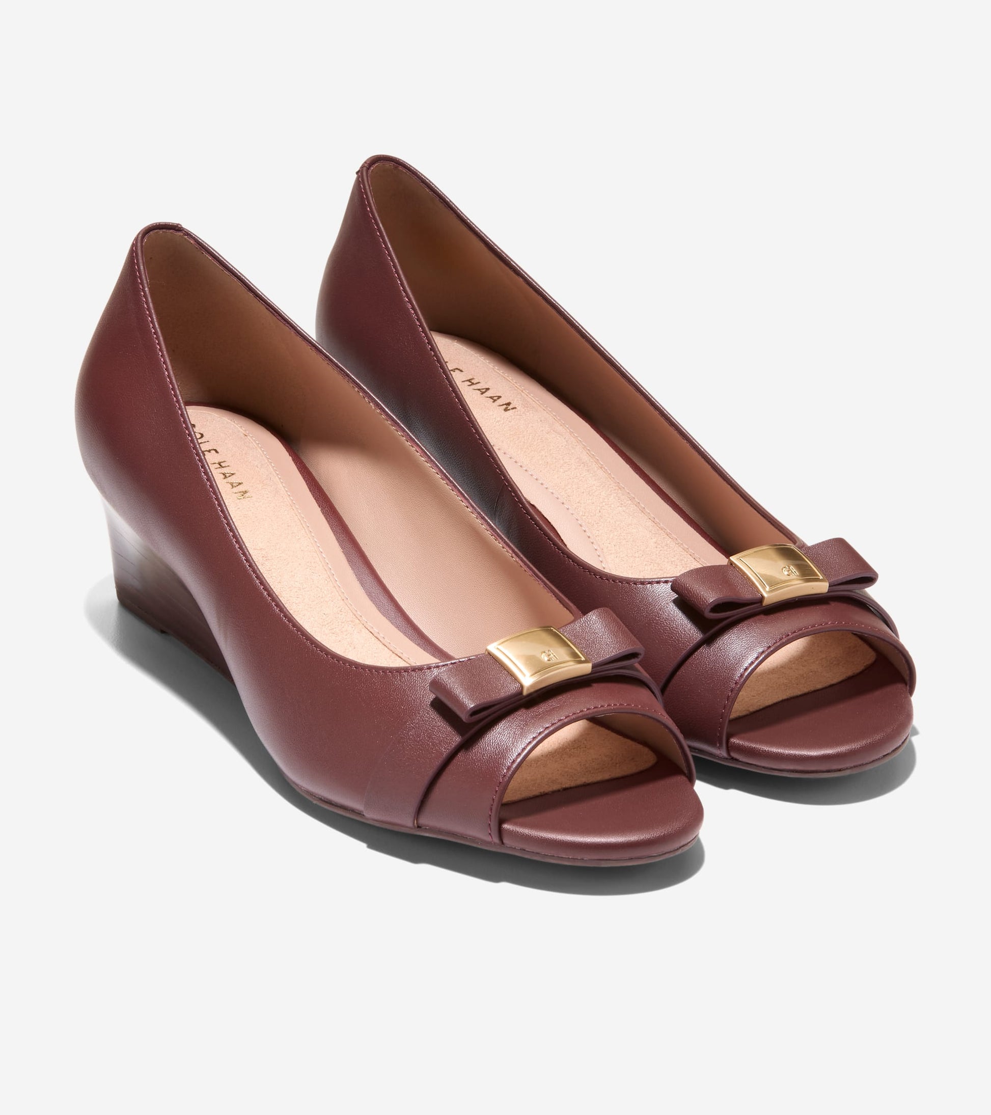 Women's Go-To Malta Peep Toe Bow Wedges in Brown | Cole Haan