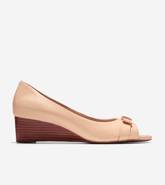 Women's Go-To Malta Peep Toe Bow Wedges in Beige | Cole Haan