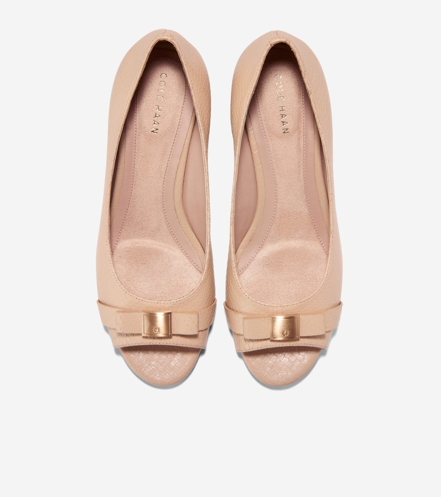 Women's Go-To Malta Peep Toe Bow Wedges in Beige | Cole Haan