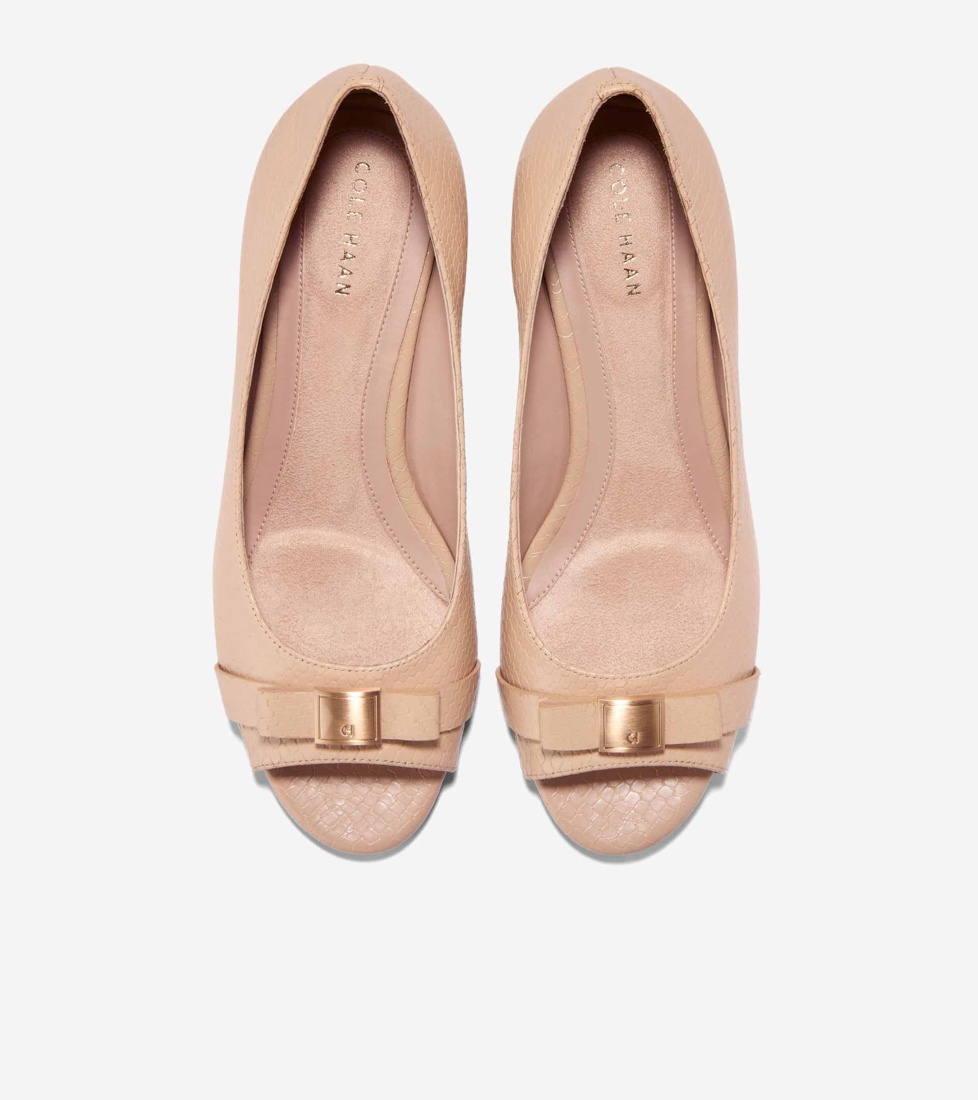 Women's Go-To Malta Peep Toe Bow Wedges in Beige | Cole Haan