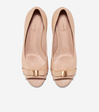 Women's Go-To Malta Peep Toe Bow Wedges in Beige | Cole Haan