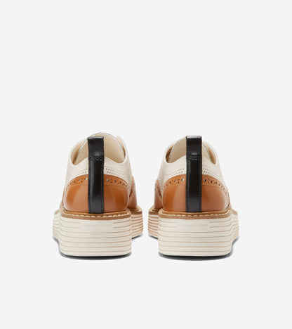 Women's ØriginalGrand Platform Wingtip Oxfords in White, brown | Cole Haan