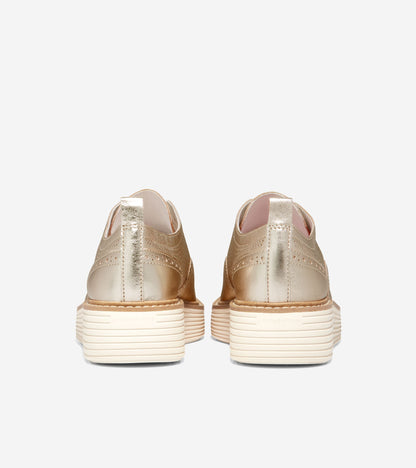 Women's ØriginalGrand Platform Wingtip Oxfords in Gold | Cole Haan