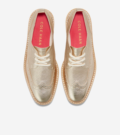 Women's ØriginalGrand Platform Wingtip Oxfords in Gold | Cole Haan