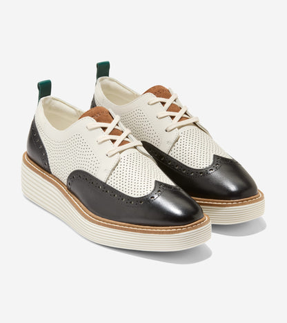 Women's ØriginalGrand Platform Wingtip Oxfords in Black, white | Cole Haan