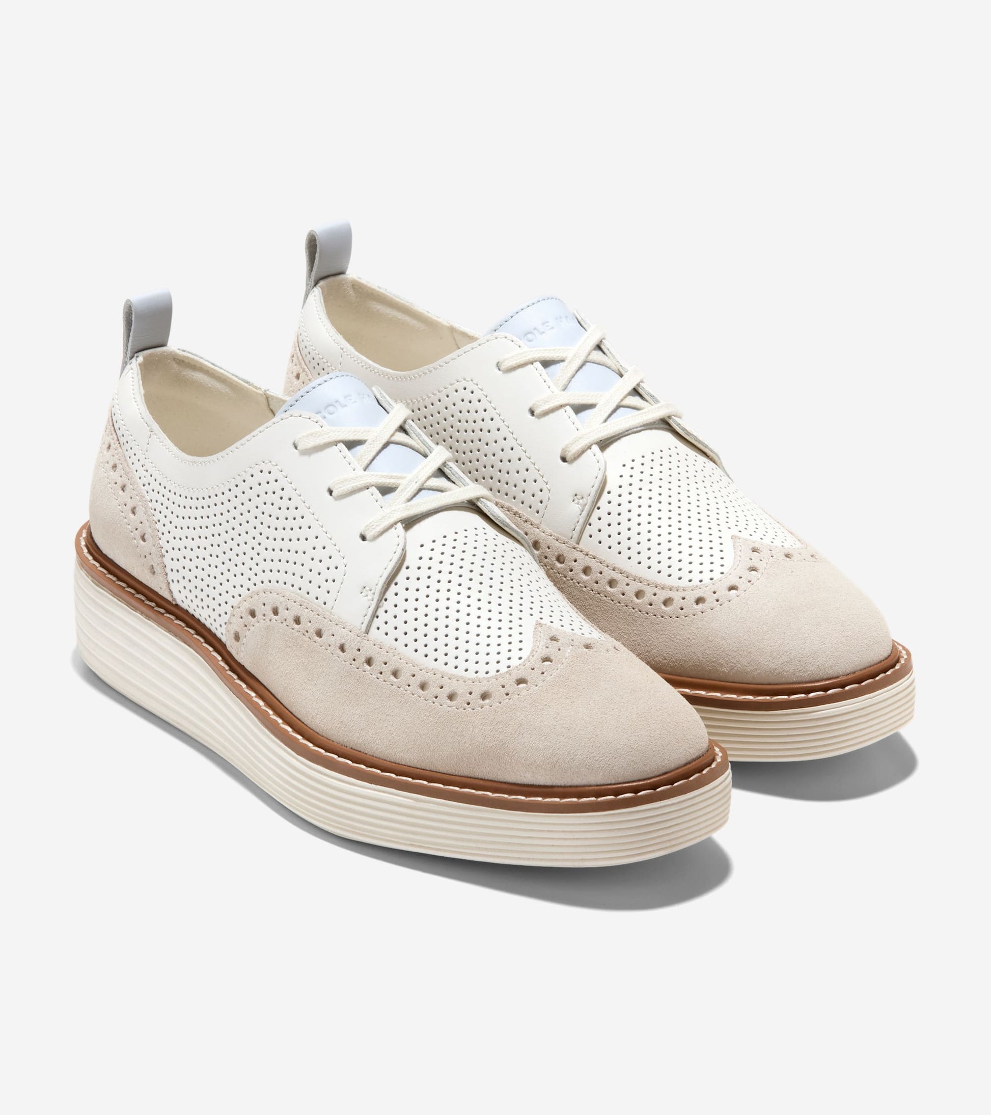 Women's ØriginalGrand Platform Wingtip Oxfords in White | Cole Haan
