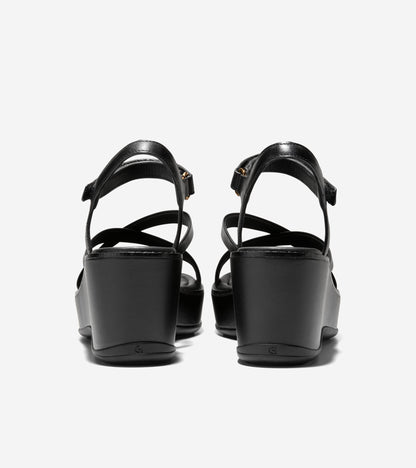 Women's Grand Ambition Azzura Strappy Wedge Sandal in Black | Cole Haan
