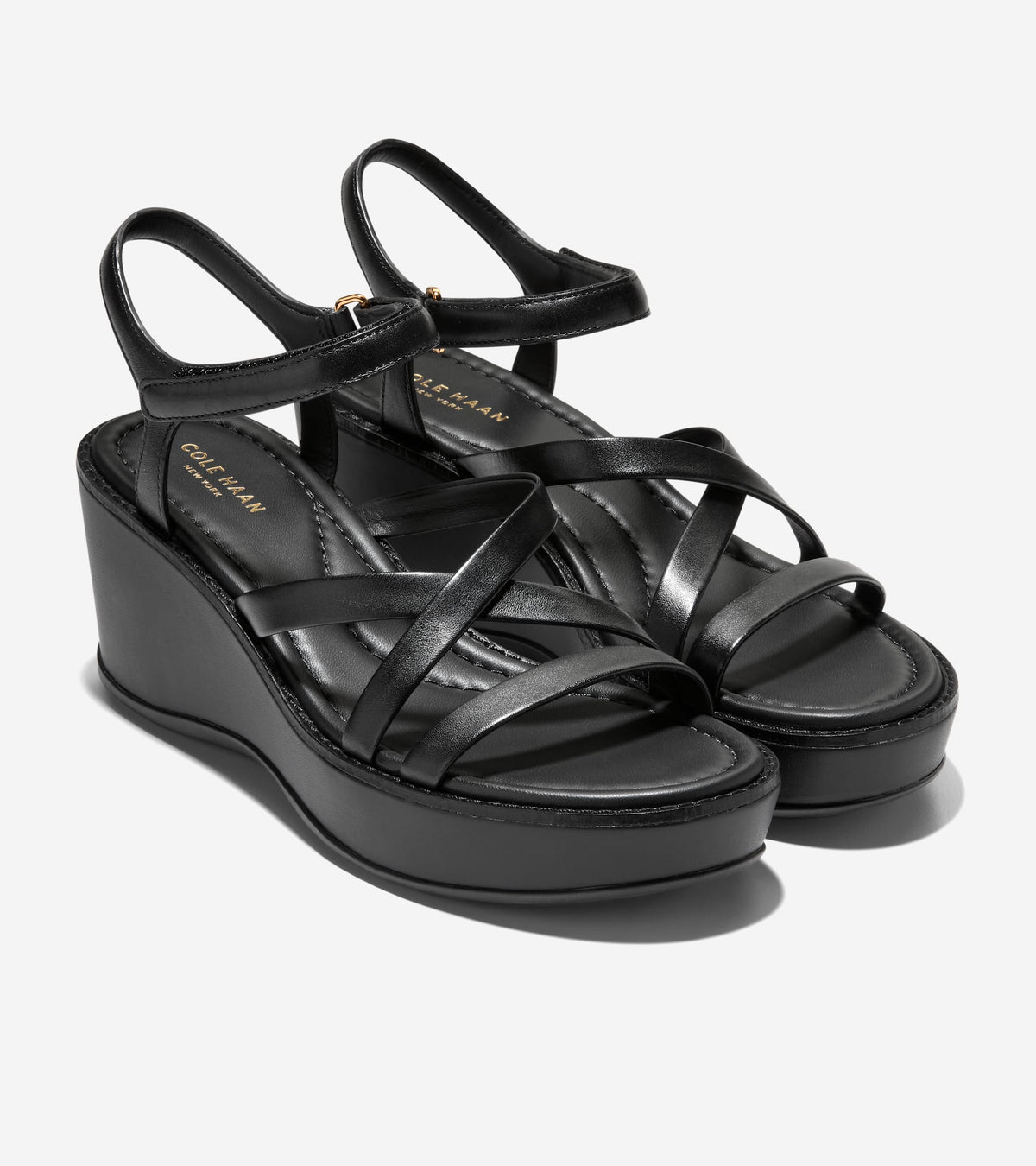 Women's Grand Ambition Azzura Strappy Wedge Sandal in Black | Cole Haan
