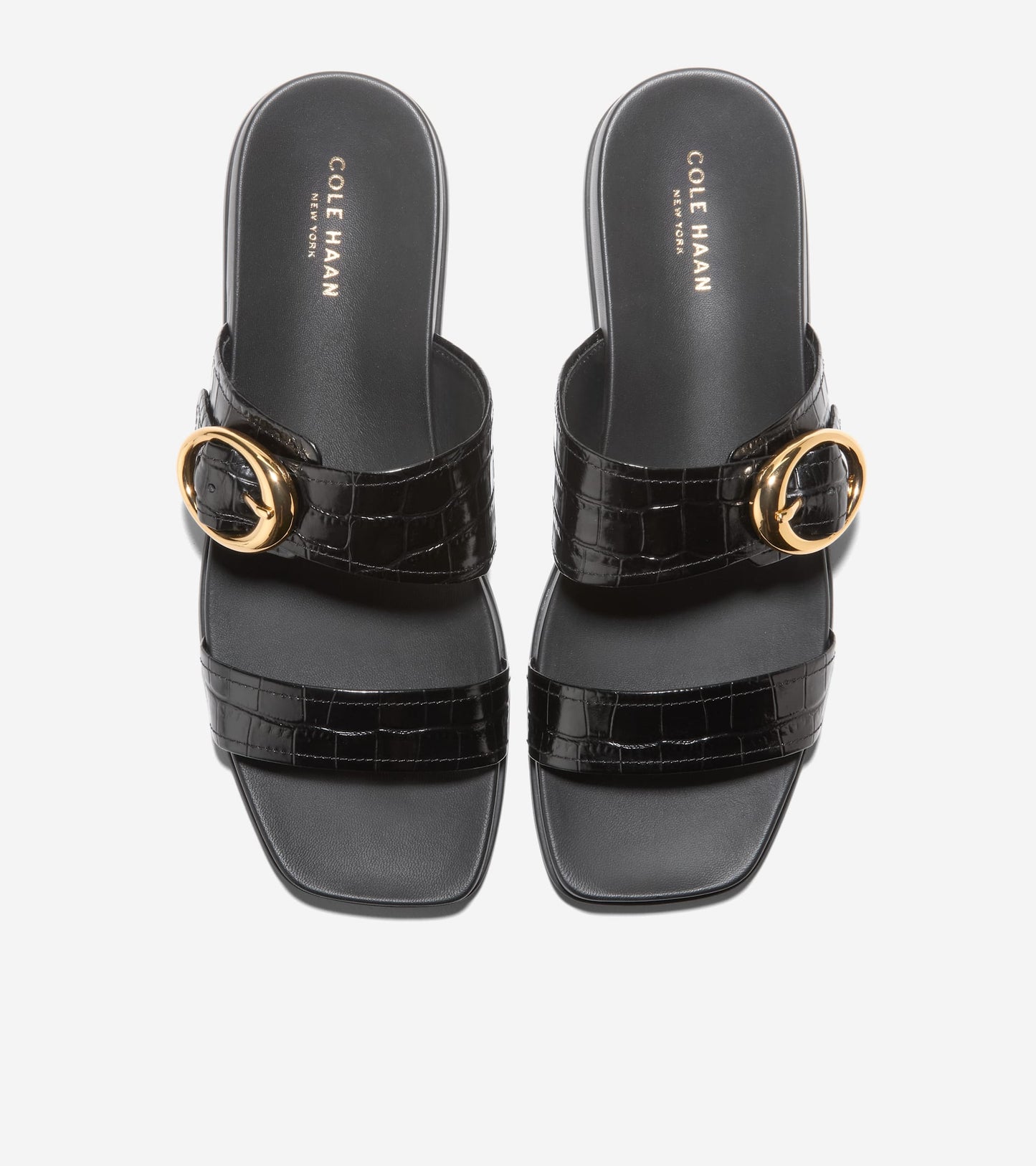Women's Oaklynn Double Band Footbed Sandals in Black | Cole Haan