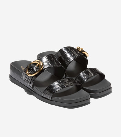 Women's Oaklynn Double Band Footbed Sandals in Black | Cole Haan