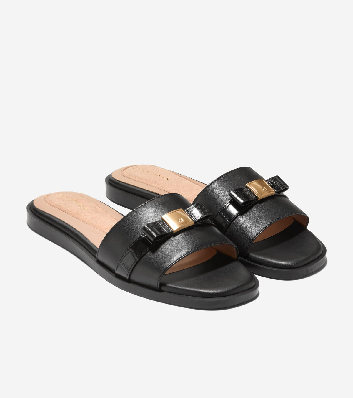 Women's Go-To Emalia Slide Bow Sandals in Black | Cole Haan