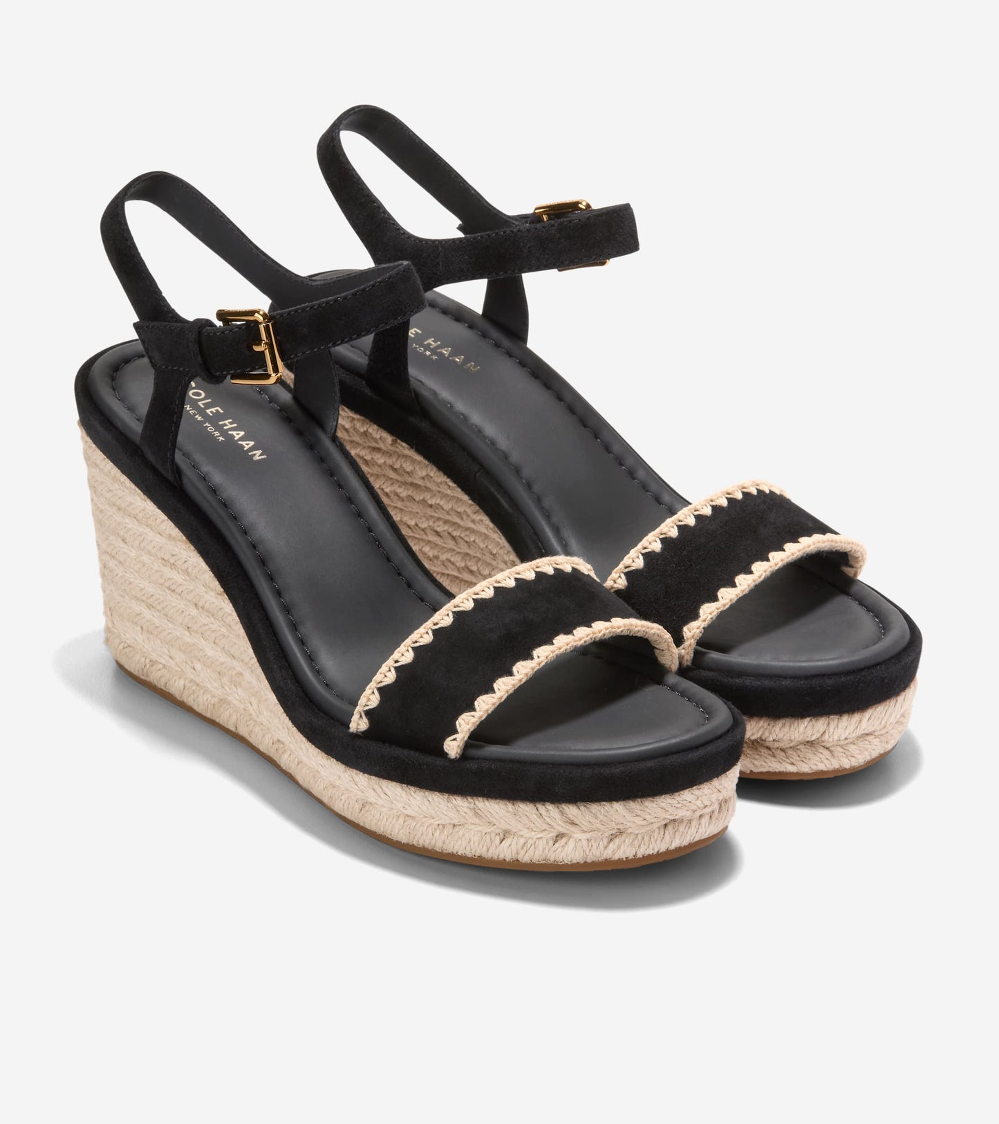 Women's Cloudfeel Asbury Espadrille Wedge Sandals in Black | Cole Haan