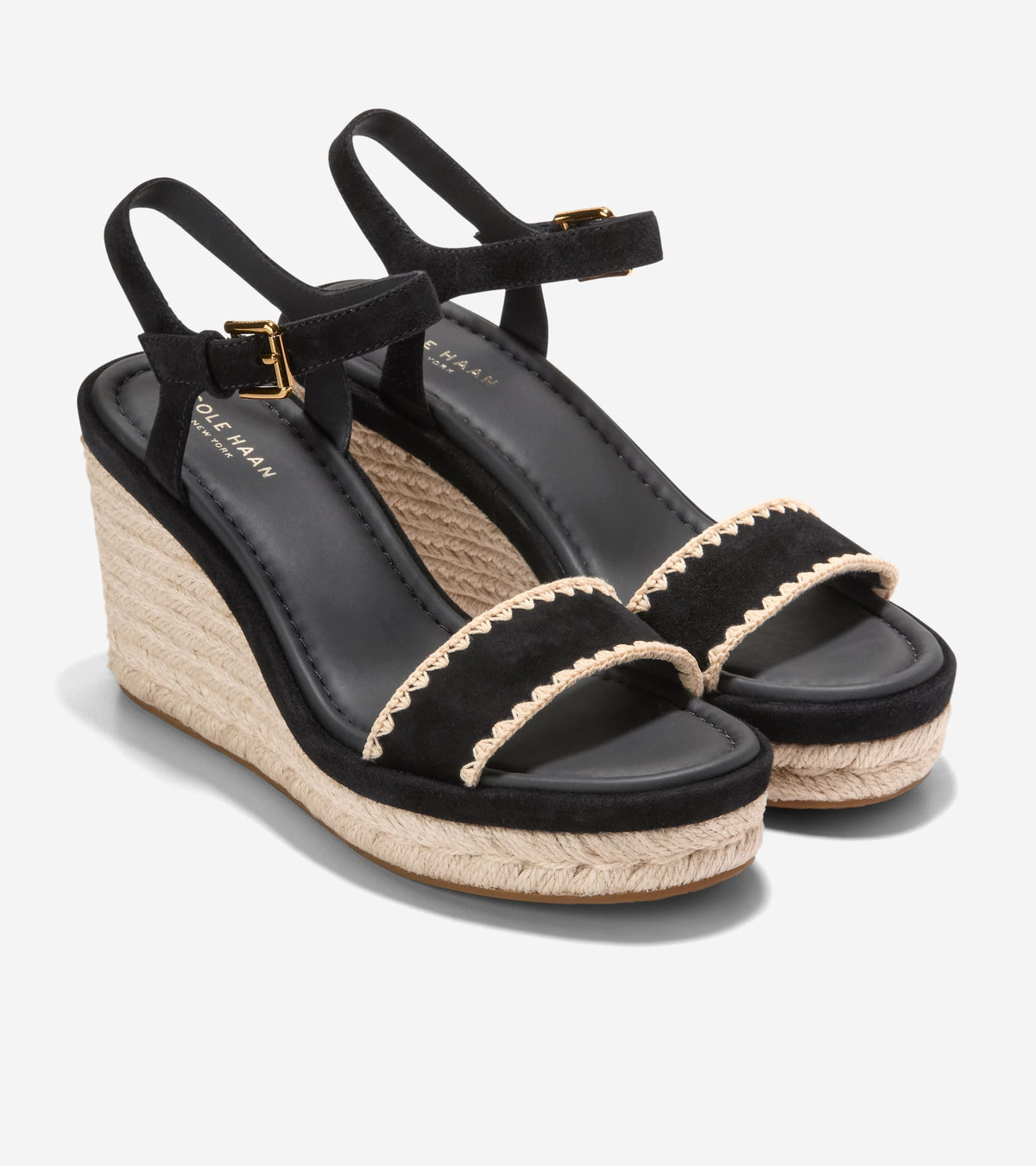 Women's Cloudfeel Asbury Espadrille Wedge Sandals in Black | Cole Haan