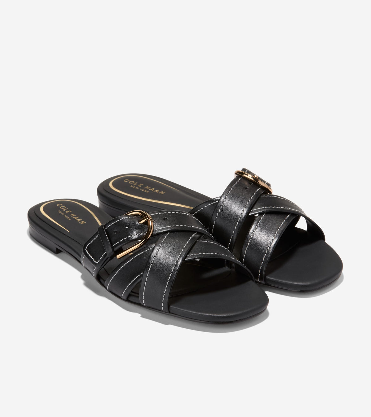 Women's Velma Buckle Slide Sandals in Black | Cole Haan