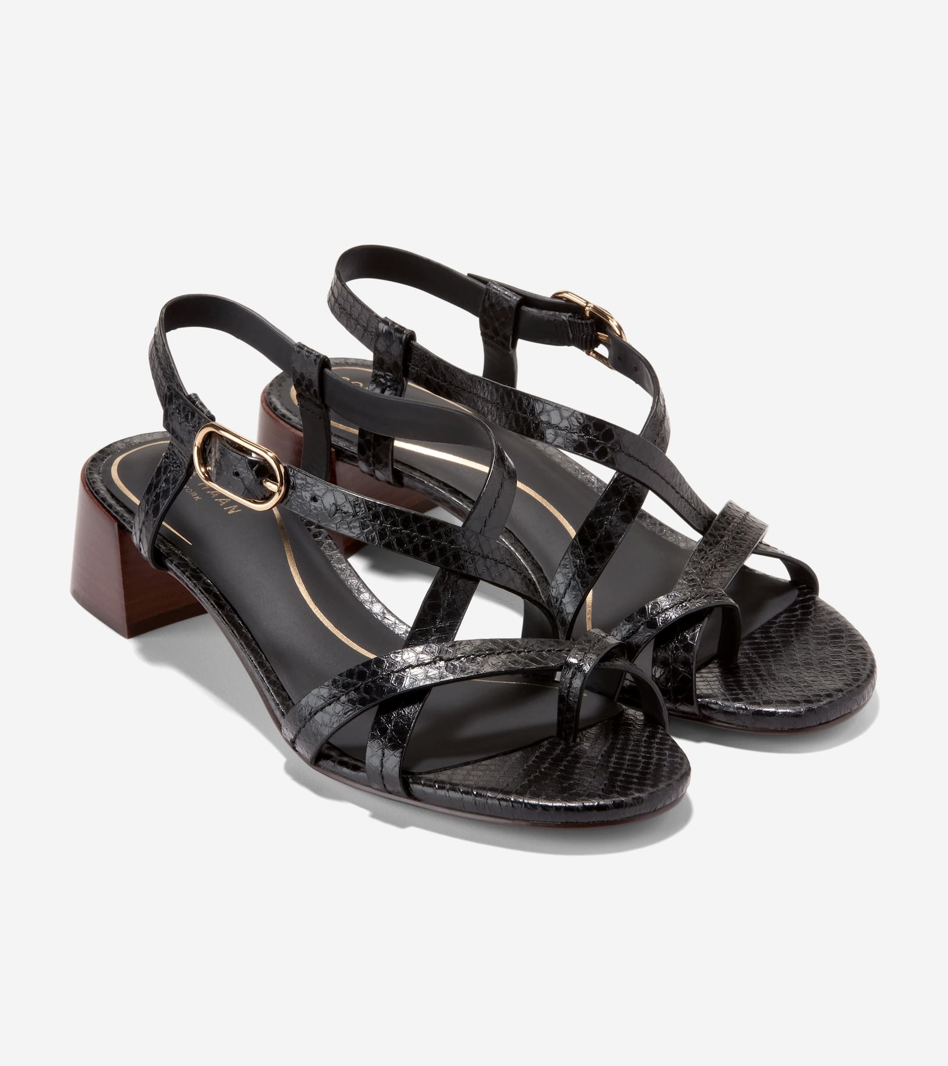 Women's Dillon Block Heel Thong Sandals in Black | Cole Haan