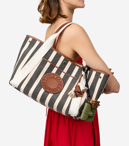 Women's Amagansett Canvas Tote Bag in Black, beige | Cole Haan