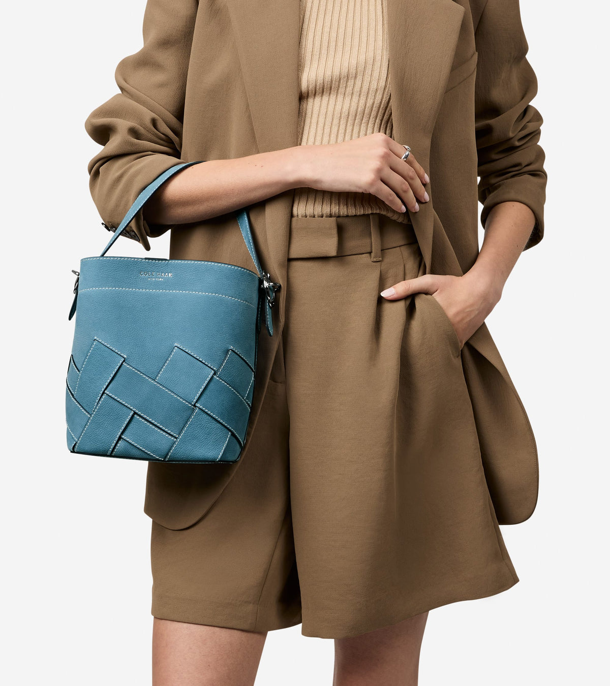 Women's Alexandria Small Bucket Crossbody Bag in Blue | Cole Haan