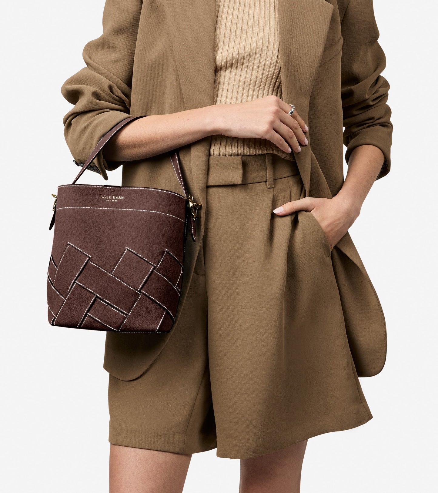 Women's Alexandria Small Bucket Crossbody Bag in Brown | Cole Haan