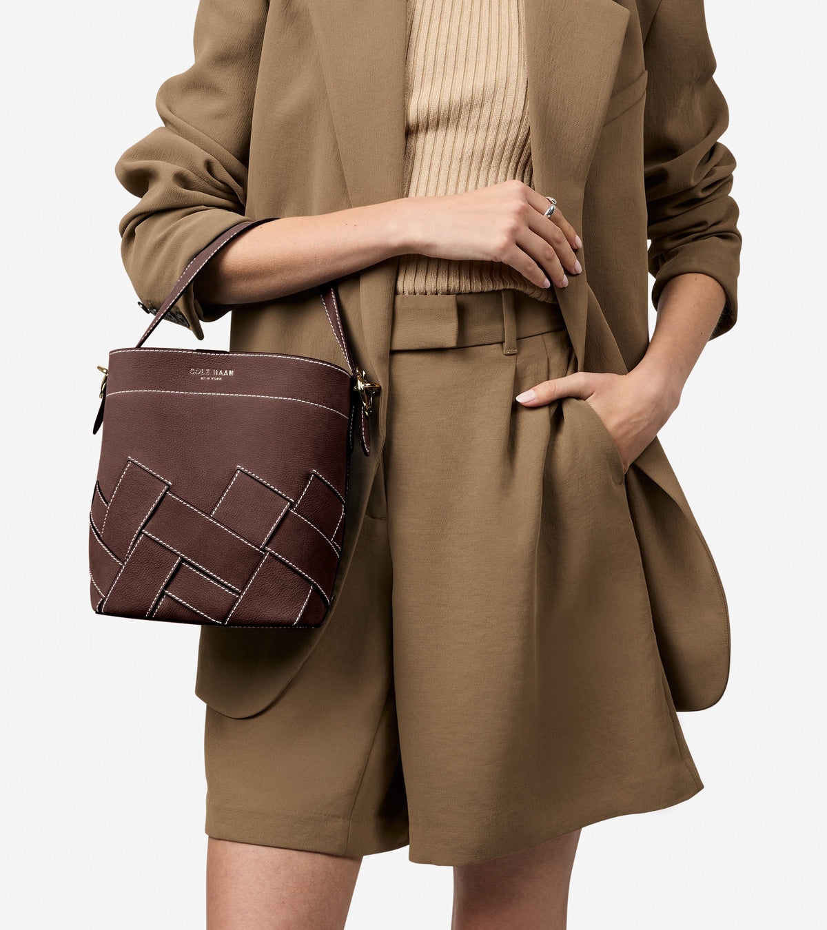 Women's Alexandria Small Bucket Crossbody Bag in Brown | Cole Haan