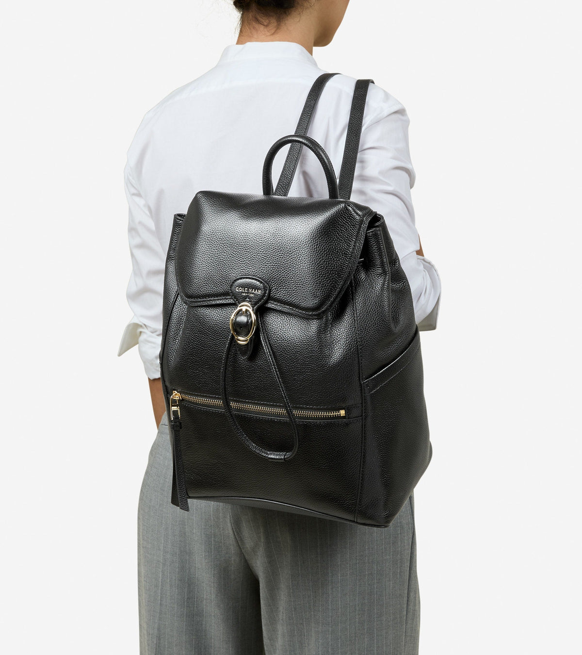 Women's Alexandria Flap Medium Backpack in Black | Cole Haan
