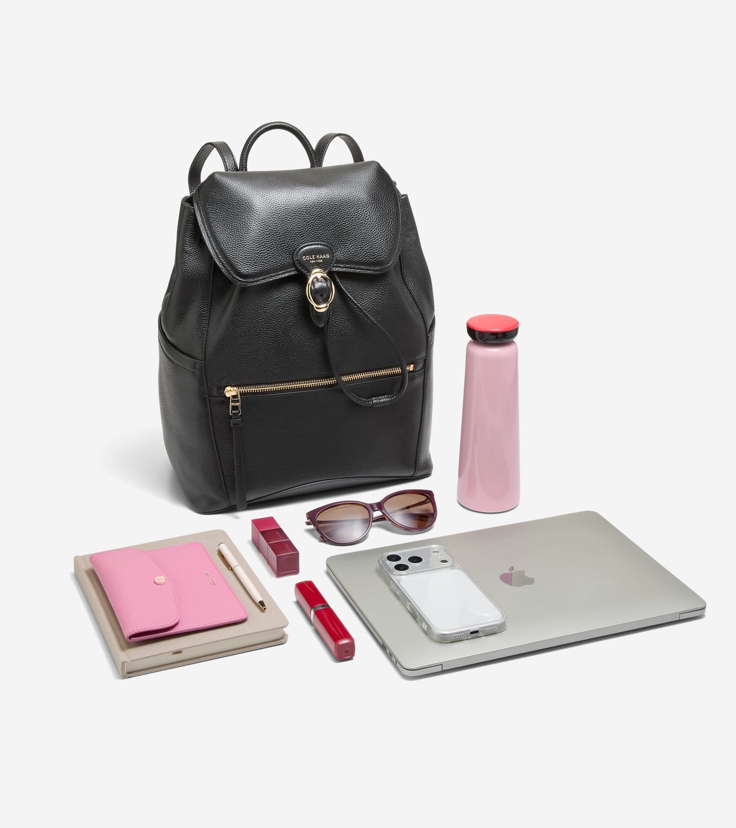 Women's Alexandria Flap Medium Backpack in Black | Cole Haan