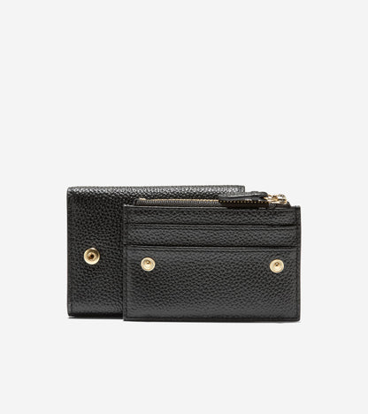 Women's Rachel Compact Wallet with Removable Card Case in Black | Cole Haan