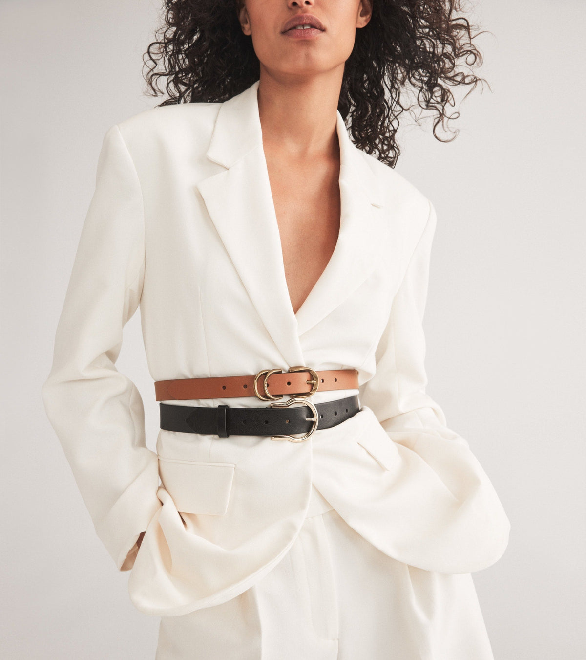 Women's 25MM Slim Double Loop Belt in Brown | Cole Haan
