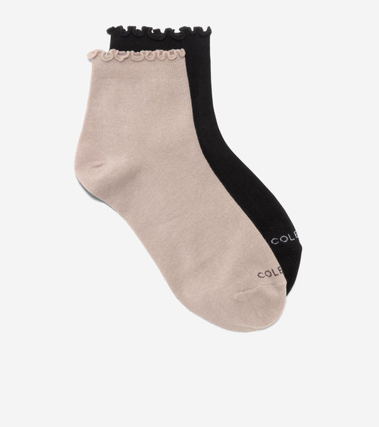 Women's 2-Pair Ruffle Quarter Ankle Socks in Black | Cole Haan