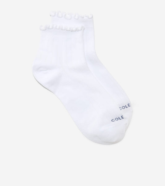 Women's 2-Pair Ruffle Quarter Ankle Socks in White | Cole Haan